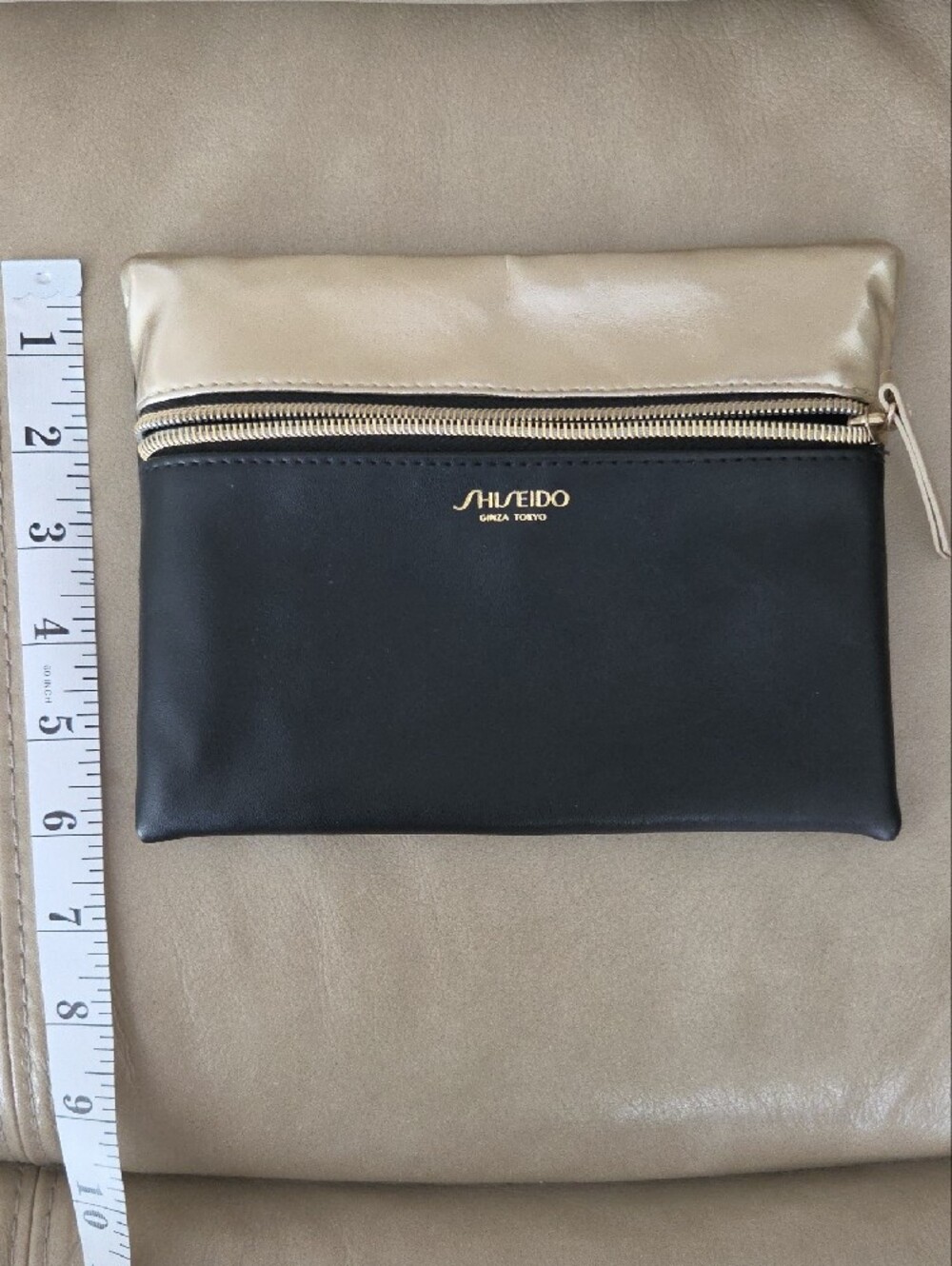 Shiseido Black and Gold Fold-Top Makeup Pouch - Picture 6 of 6